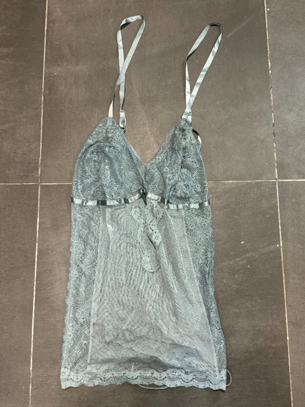 Adore Me Gray Lace Babydoll Chemise Lead 4X NWT